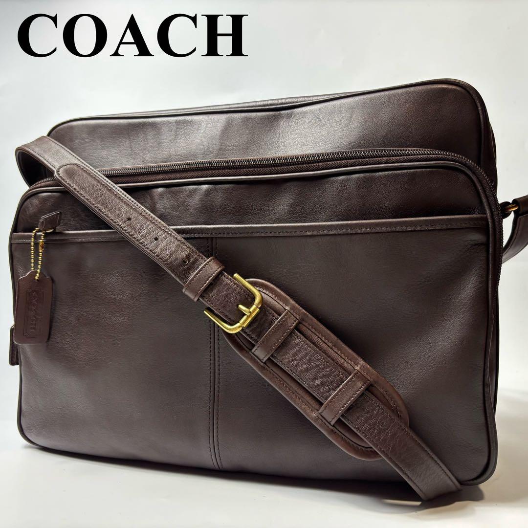 【美品】オールドコーチ　メッセンジャーバッグ　オールレザー　ブラウン　斜め掛け