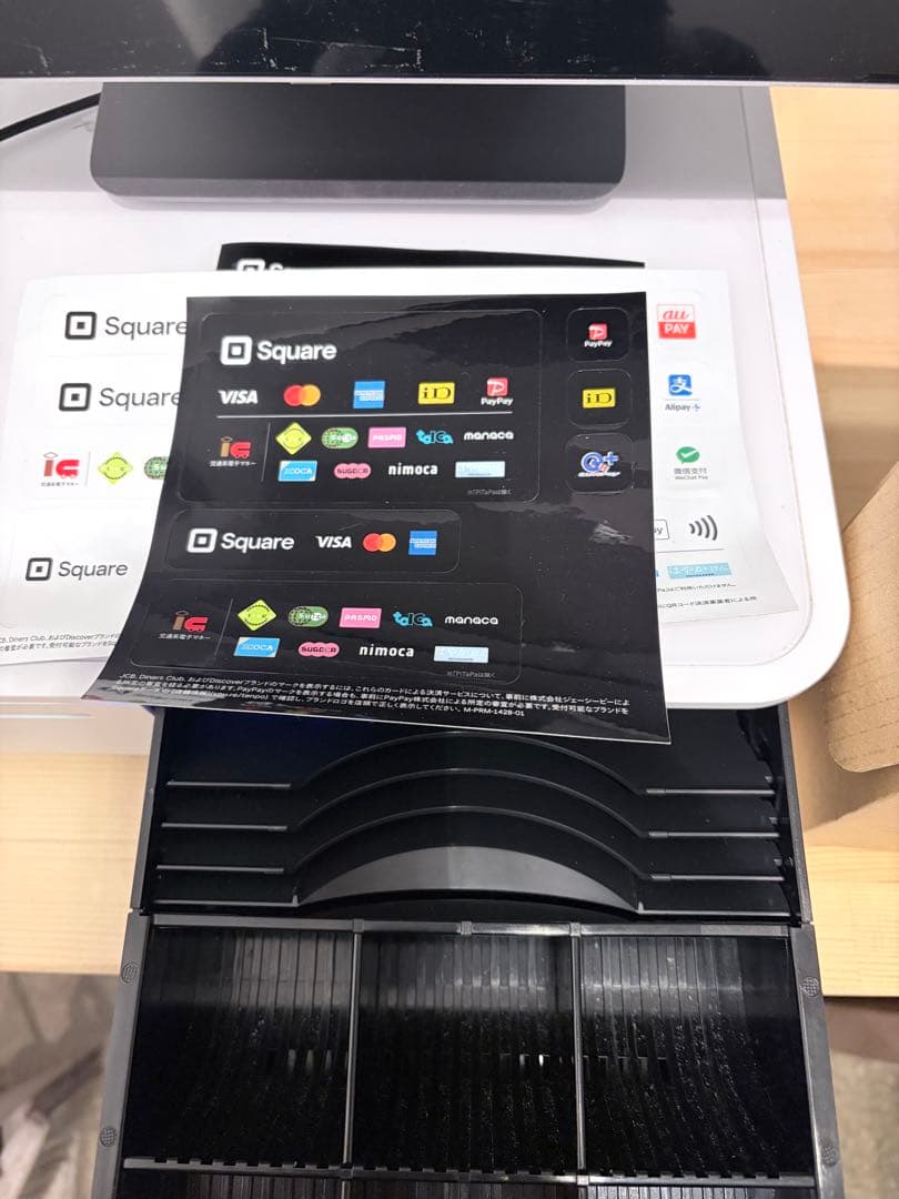 Squareレジスター キャッシュドロワー・レシートプリンター付きロール