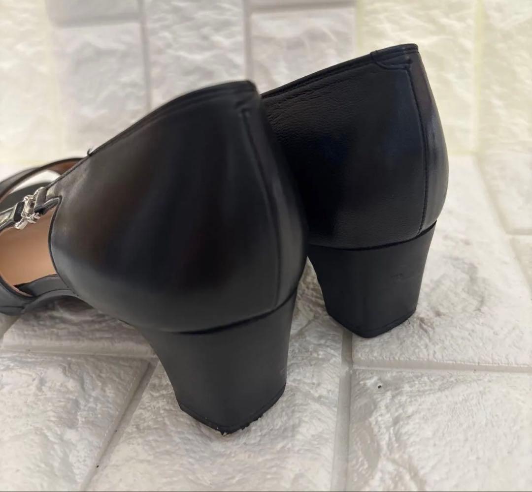 極美品⭐️銀座カネマツ⭐️オープントゥブラックパンプス23cm - メルカリ
