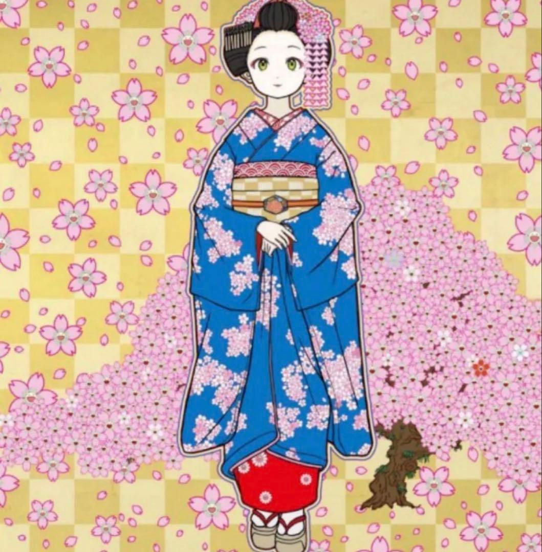 村上隆 ポスター もののけ京都 京都の舞妓さん 青に桜 村上隆もののけ京都」トレカ、Casa BRUTUS 限定版「春の京都の舞妓さん