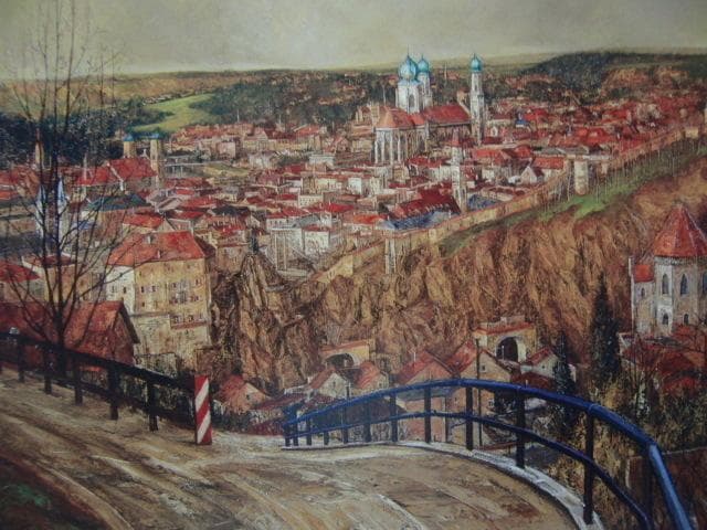 花巻碧【坂道からの展望】希少画集画、状態良好、新品高級額装付