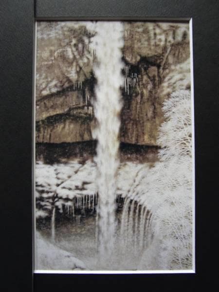 岩橋英遠、「風雪の名瀑 華厳」、希少な画集より、新品高級額・額装付