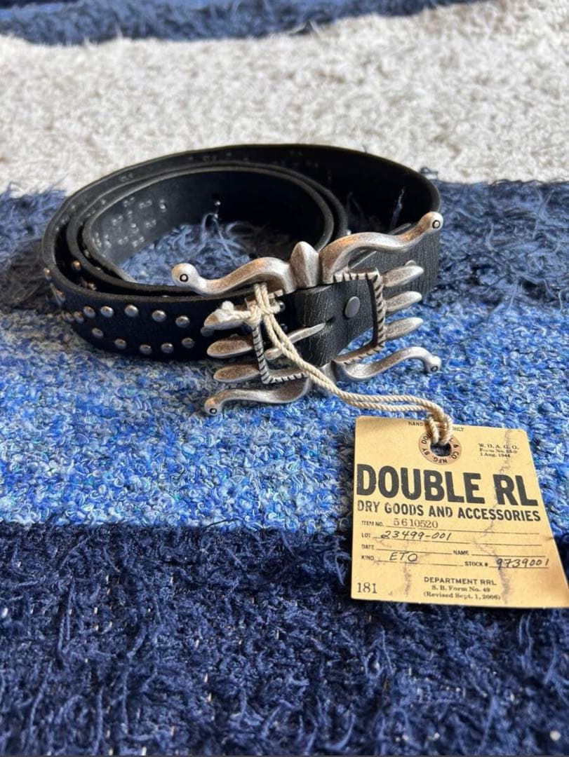 【希少・タグ付】RRL ダブルアールエル スタッズ レザーベルト W34