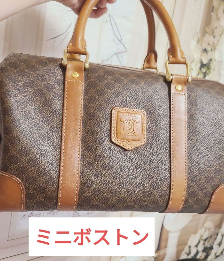 バッグ ミニボストン マカダム柄 CELINE（セリーヌ） マカダム柄 キャンバス ミニボストンバッグ