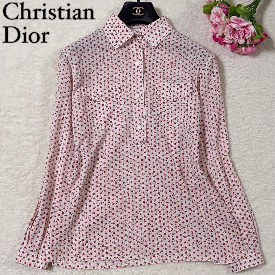 【美品】クリスチャンディオール 総柄 シャツ 長袖 ピンク Sサイズ相当