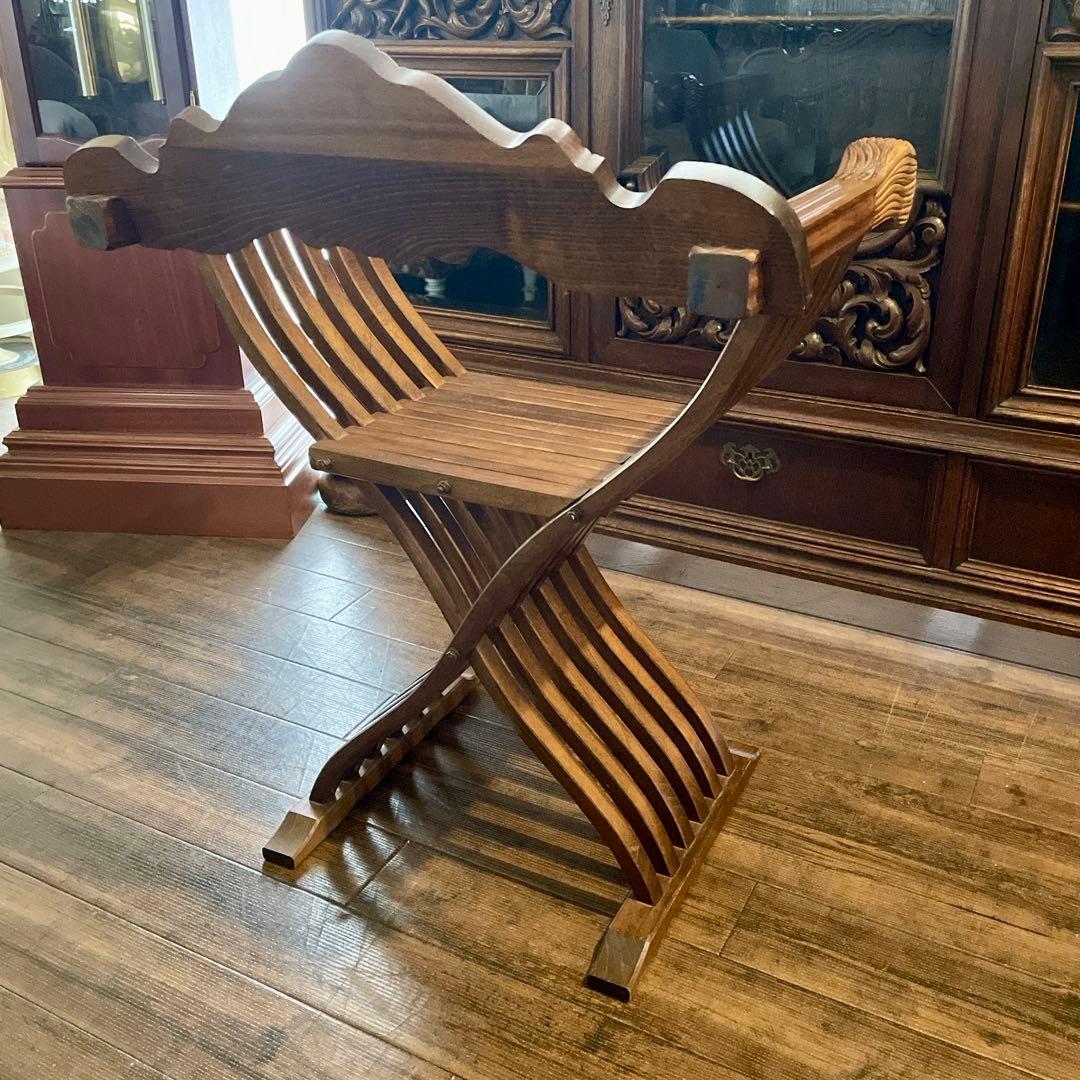 r105r118 イタリア製 サヴォナローラチェア ライオンチェア 折り畳み