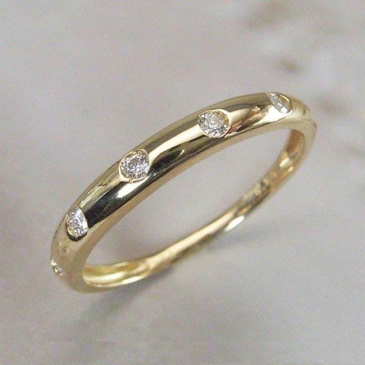 K18天然 ダイヤモンド ドットリング　15号 楽天市場】K18/Pt900 ダイヤモンド 0.11ct/8p ドットリング