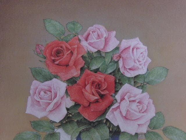 戸嶋但、【薔薇の夢】、希少な額装用画集より、新品額装付、状態良好