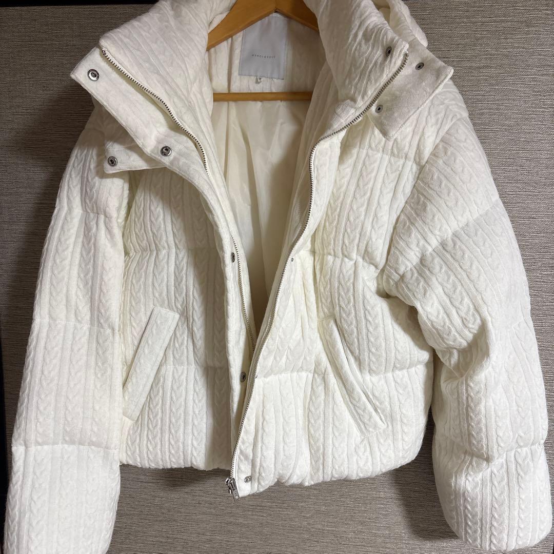MERCURYDUO 今期ケーブルニットダウンジャケット ホワイトM