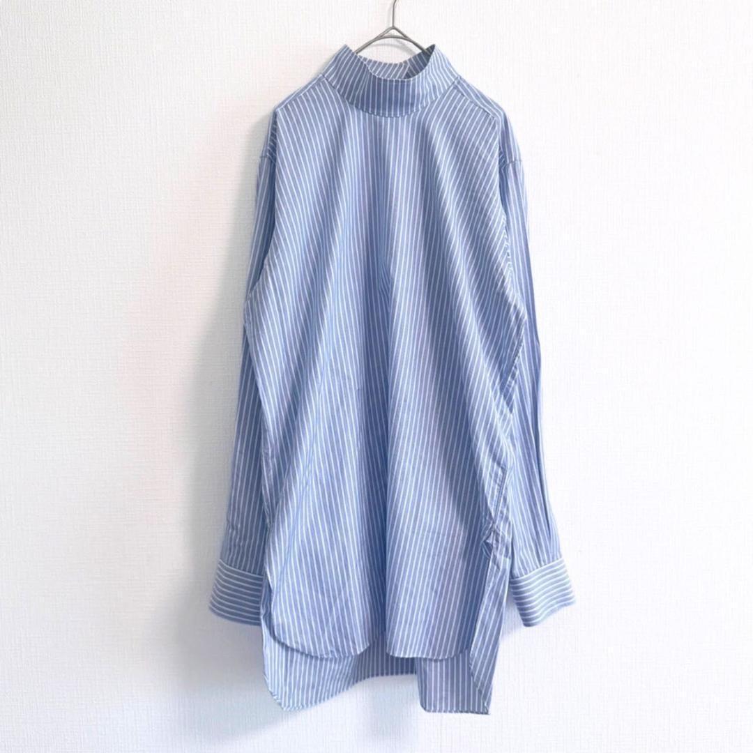 JUN MIKAMI ALUMO スイスコットンストライプハイネックブラウス