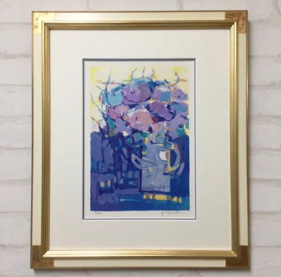 額縁.絵画.版画.高田日出子.五月の風.花.美術品.インテリア.雑貨.新品未使用
