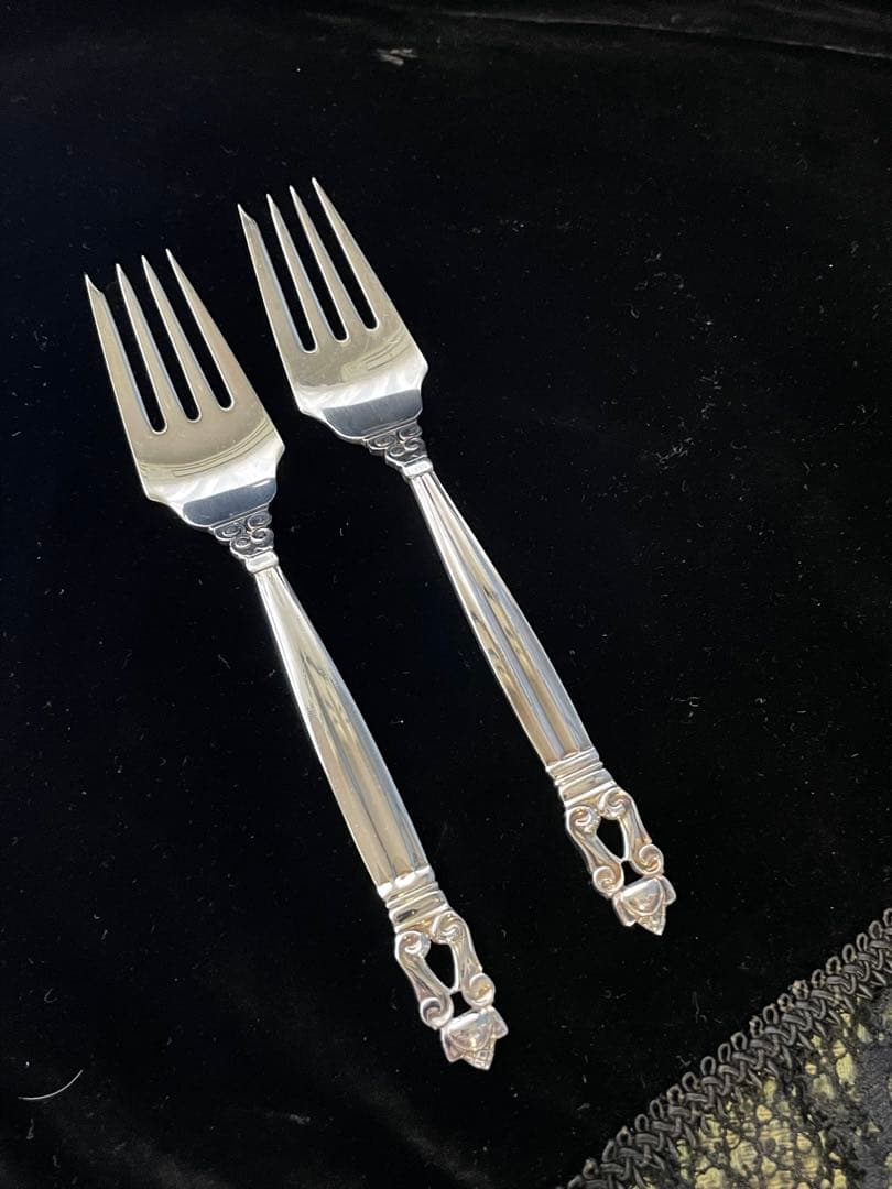 ジョージジャンセン　フォーク2本 ジョージ・ジェンセン「“Acorn” ケーキフォーク 長さ14.3cm