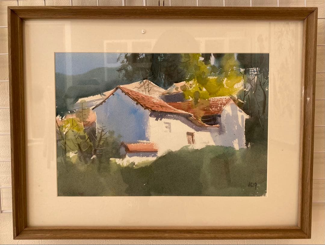 水彩画 風景画 サイン入り 木製フレーム