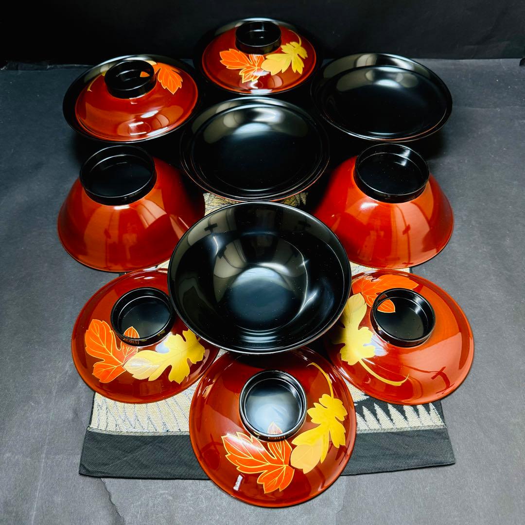 漆器 輪島塗 木製 蒔絵 溜塗 吸物椀 大きめ 蓋付椀 汁椀 7客 - メルカリ