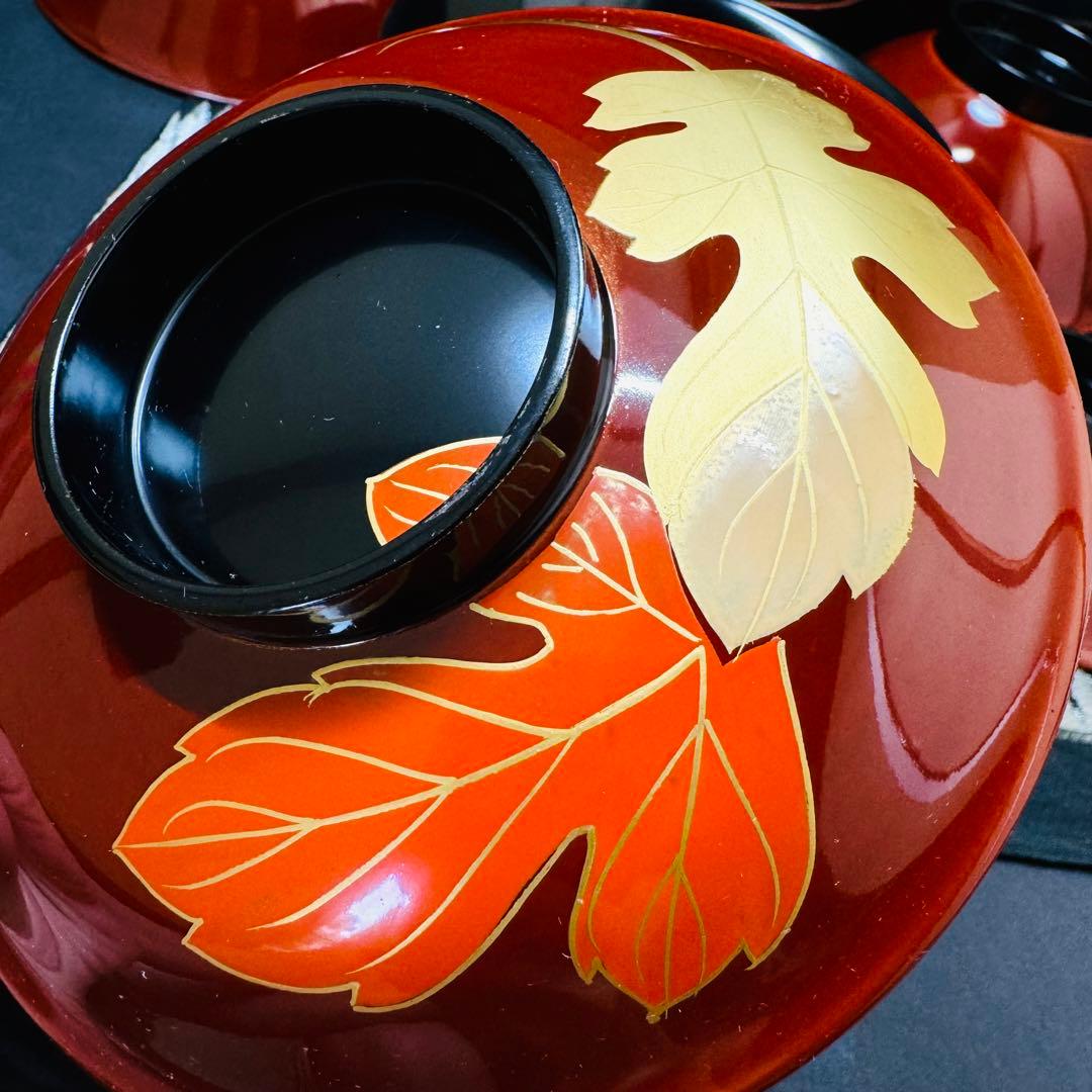 漆器 輪島塗 木製 蒔絵 溜塗 吸物椀 大きめ 蓋付椀 汁椀 7客 - メルカリ