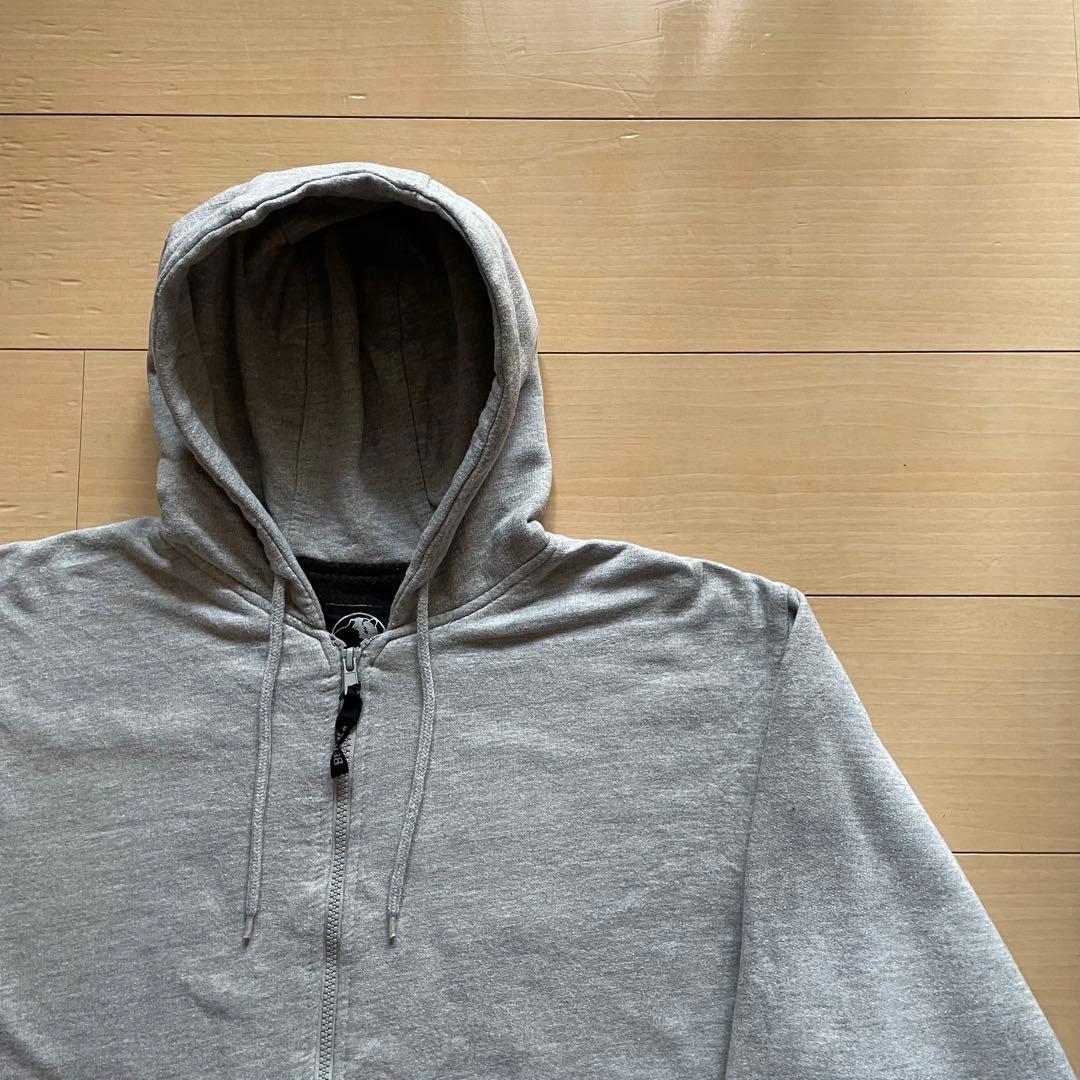 90s BERNE 裏サーマル ジップパーカー 無地 グレー ダブルフェイス