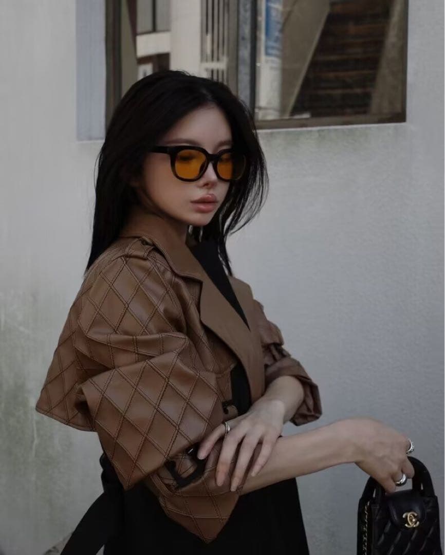 darich バイカラーレザーレイヤードトレンチコート ジャケット・アウター