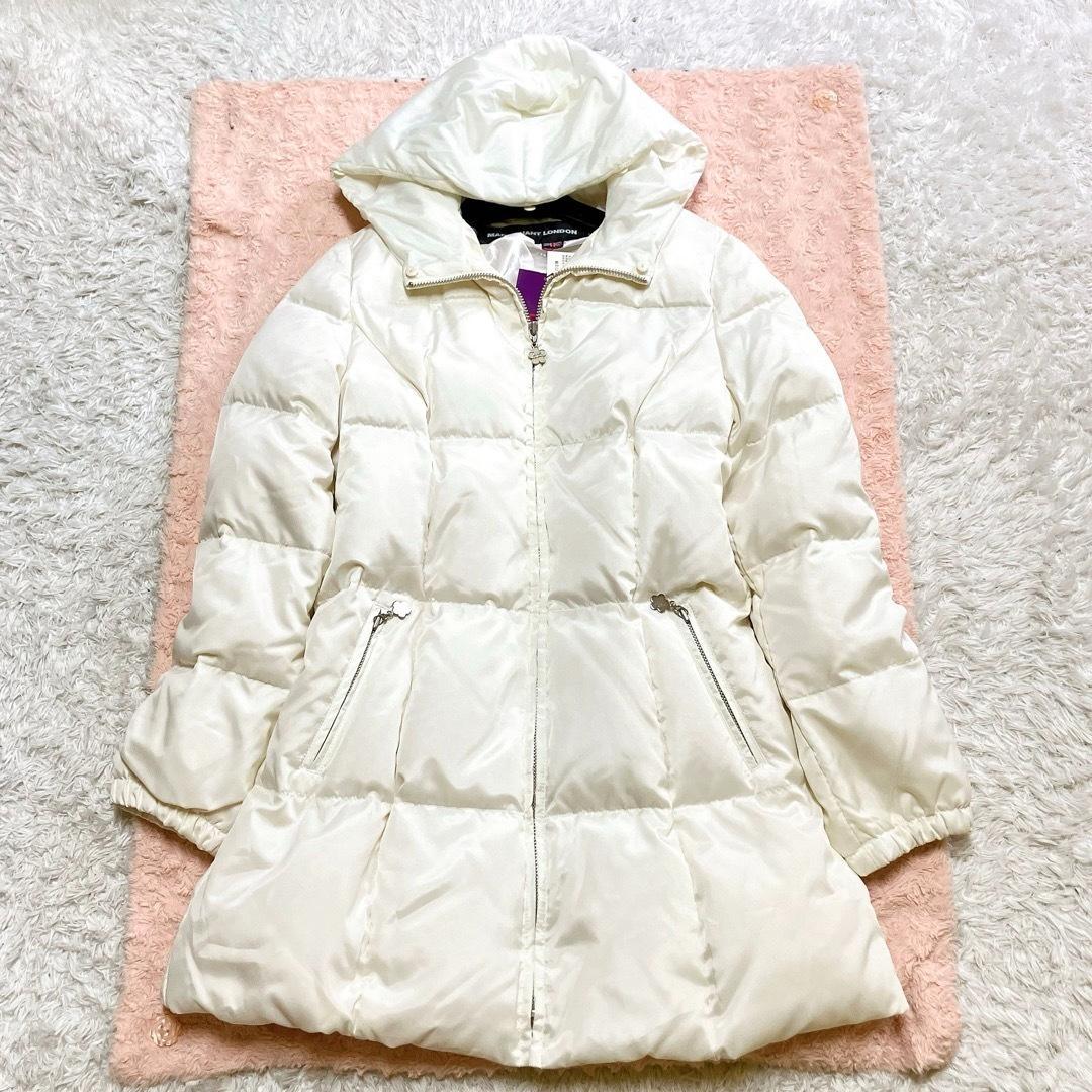 新品タグ付 マリークワント ダウンコート ファー フード ロゴジップ 38