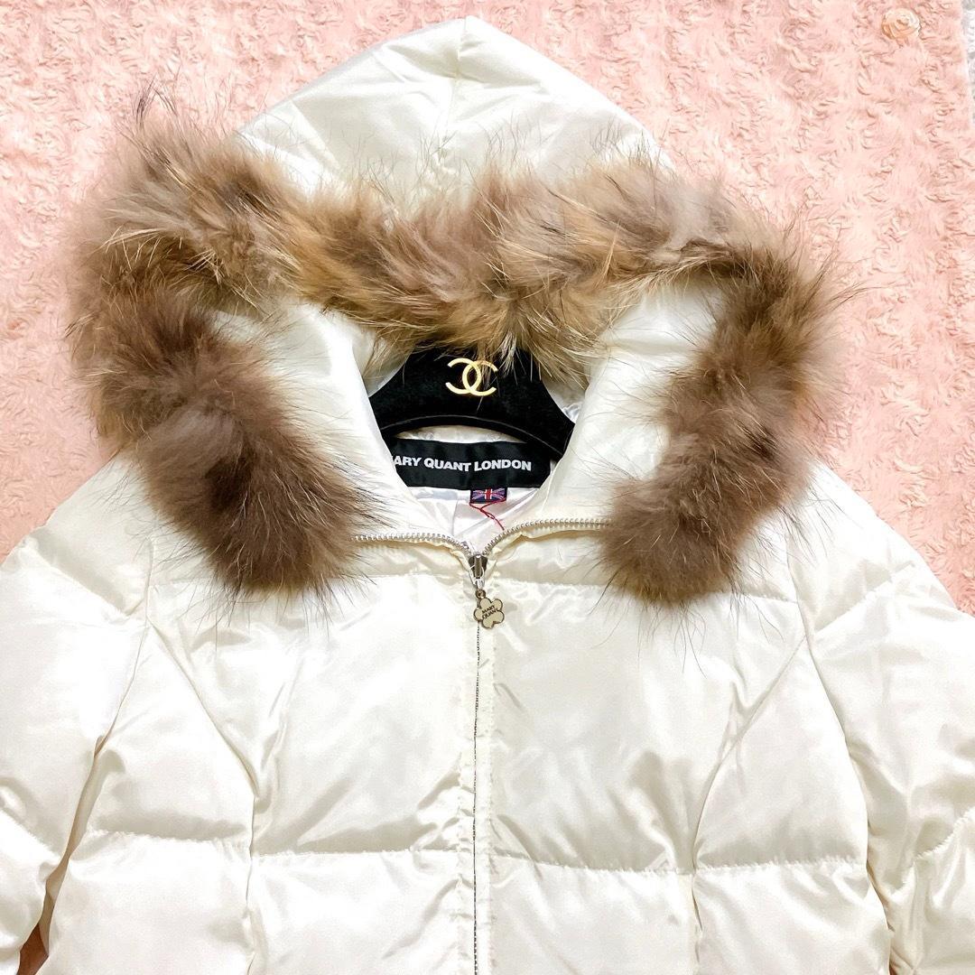 新品タグ付 マリークワント ダウンコート ファー フード ロゴジップ 38