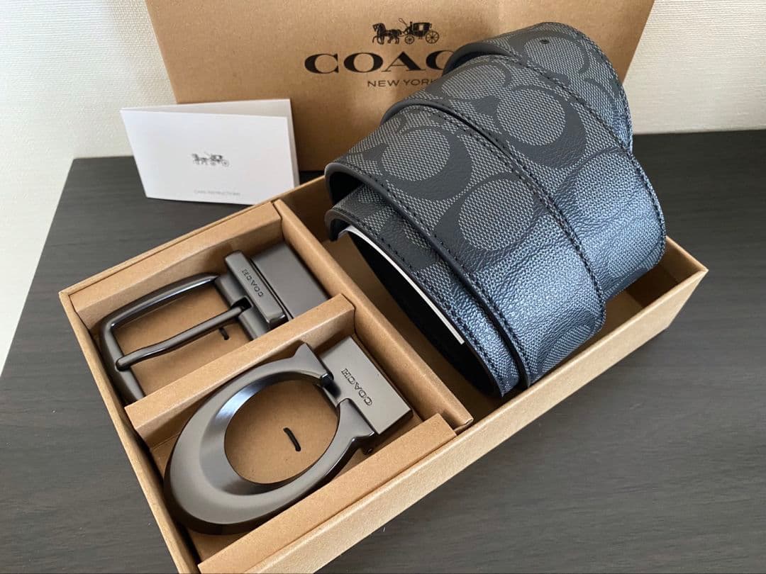 SALE♪コーチ 新品 リバーシブル シグネチャー バックル2点付 - メルカリ