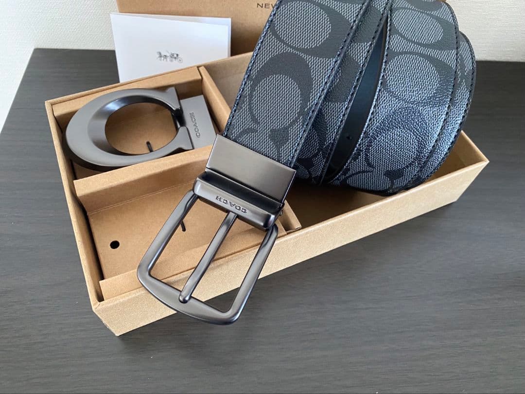 SALE♪コーチ 新品 リバーシブル シグネチャー バックル2点付 - メルカリ