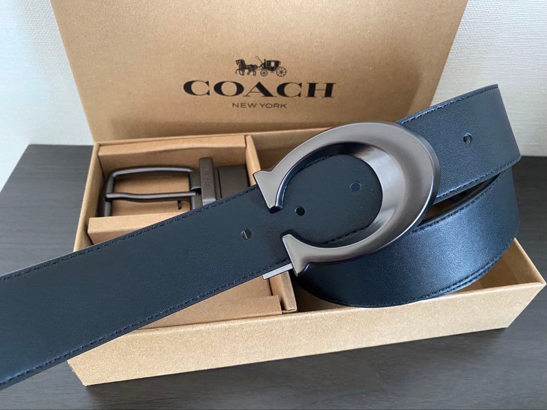 SALE♪コーチ 新品 リバーシブル シグネチャー バックル2点付 - メルカリ