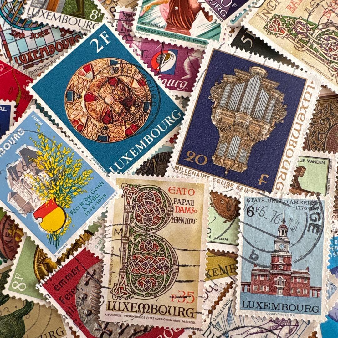 おしゃれな外国切手 ルクセンブルク 35種 35枚 海外切手 紙もの 古切手