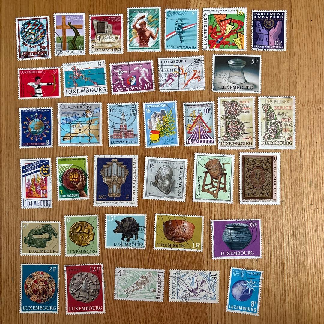 おしゃれな外国切手 ルクセンブルク 35種 35枚 海外切手 紙もの 古切手
