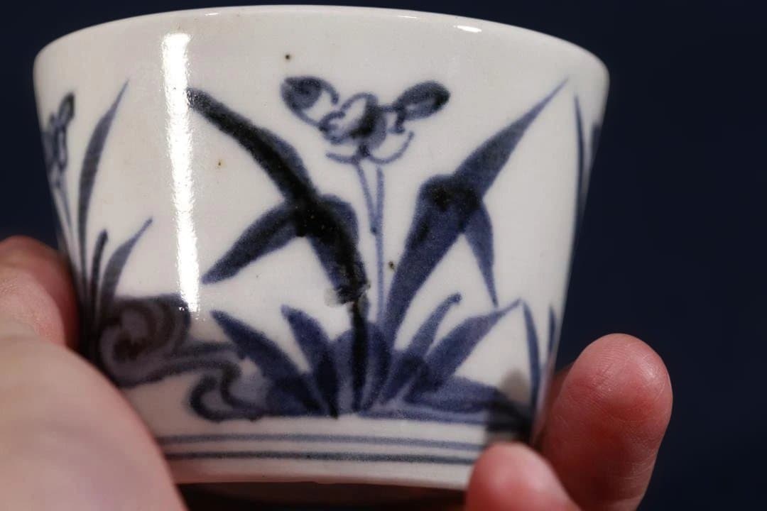 666 古伊万里染付菖蒲図蕎麦猪口 無傷 幕末 - メルカリ