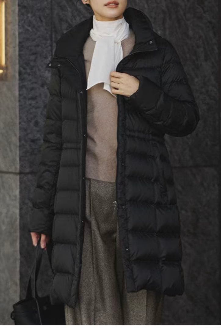 即発送★23区 洗える/撥水加工シレータフタ ロング ダウンコート36 ブラック