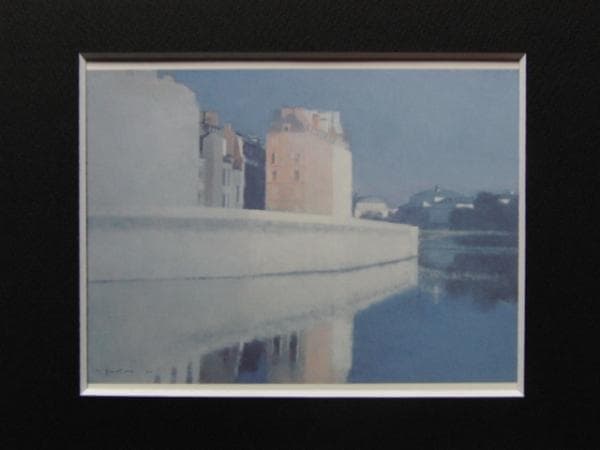 福本 章、朝のシテ島、希少な額装用画集より、美品、新品額装付