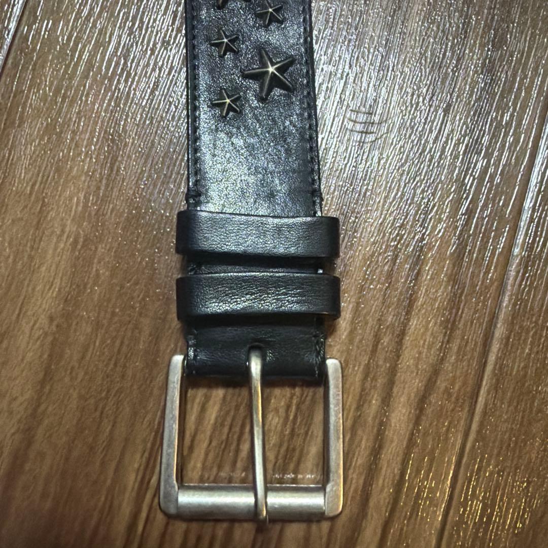 高級】本革Jimmy Choo ブラックレザーベルト 星型スタッズ 本革 - メルカリ