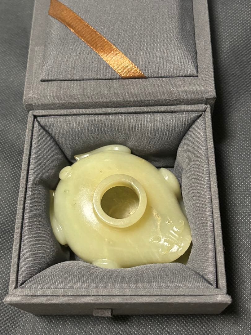 中国古美術品 清の時代 和田青白玉 砡 水滴 水盂 蘇工