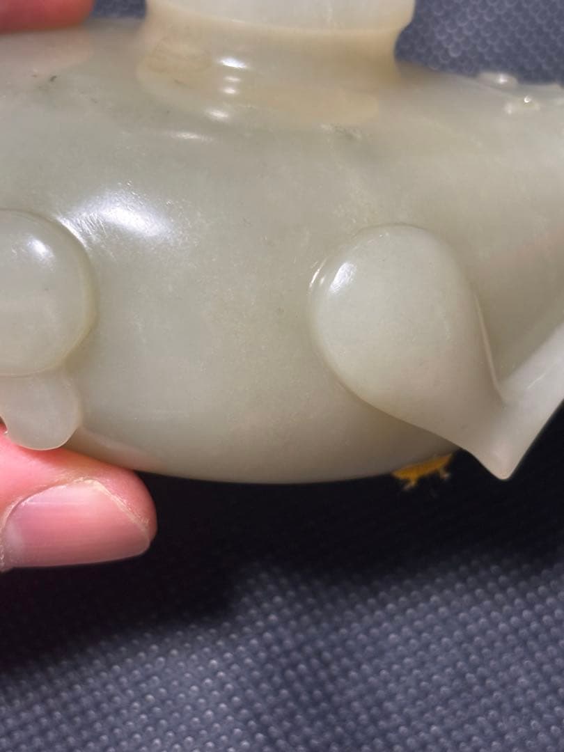 中国古美術品 清の時代 和田青白玉 砡 水滴 水盂 蘇工