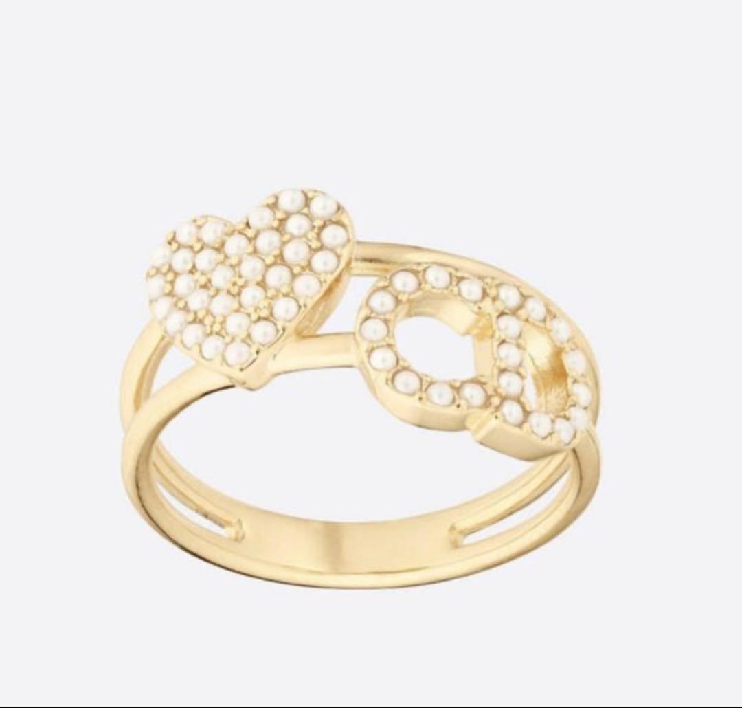 n*a様 【Dior】 CDロゴリング ハート パール ゴールド 指輪 すぐ届く！DIOR ディオールCLAIR D LUNE リング ハート国内発送 (Dior