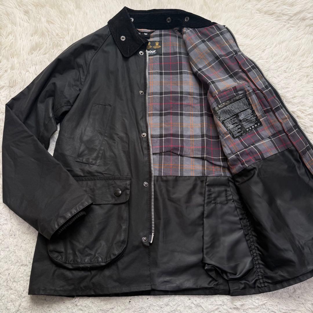 近年美品　バブアー　スリムビデイル　ワックスジャケット　ブラック　袖リブ　36