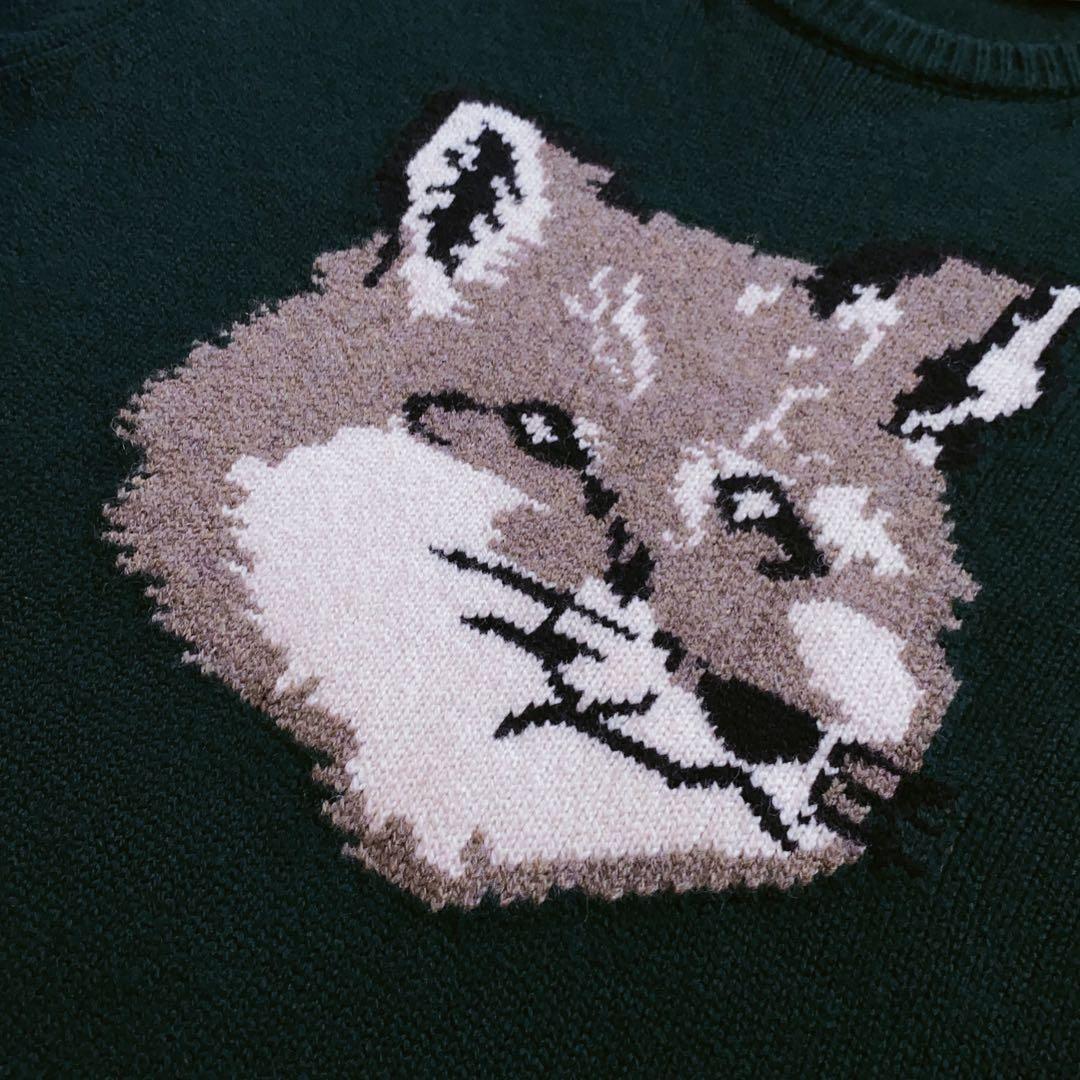 美品 希少完売グリーン メゾンキツネ BIG FOXニットセーター L/メンズ