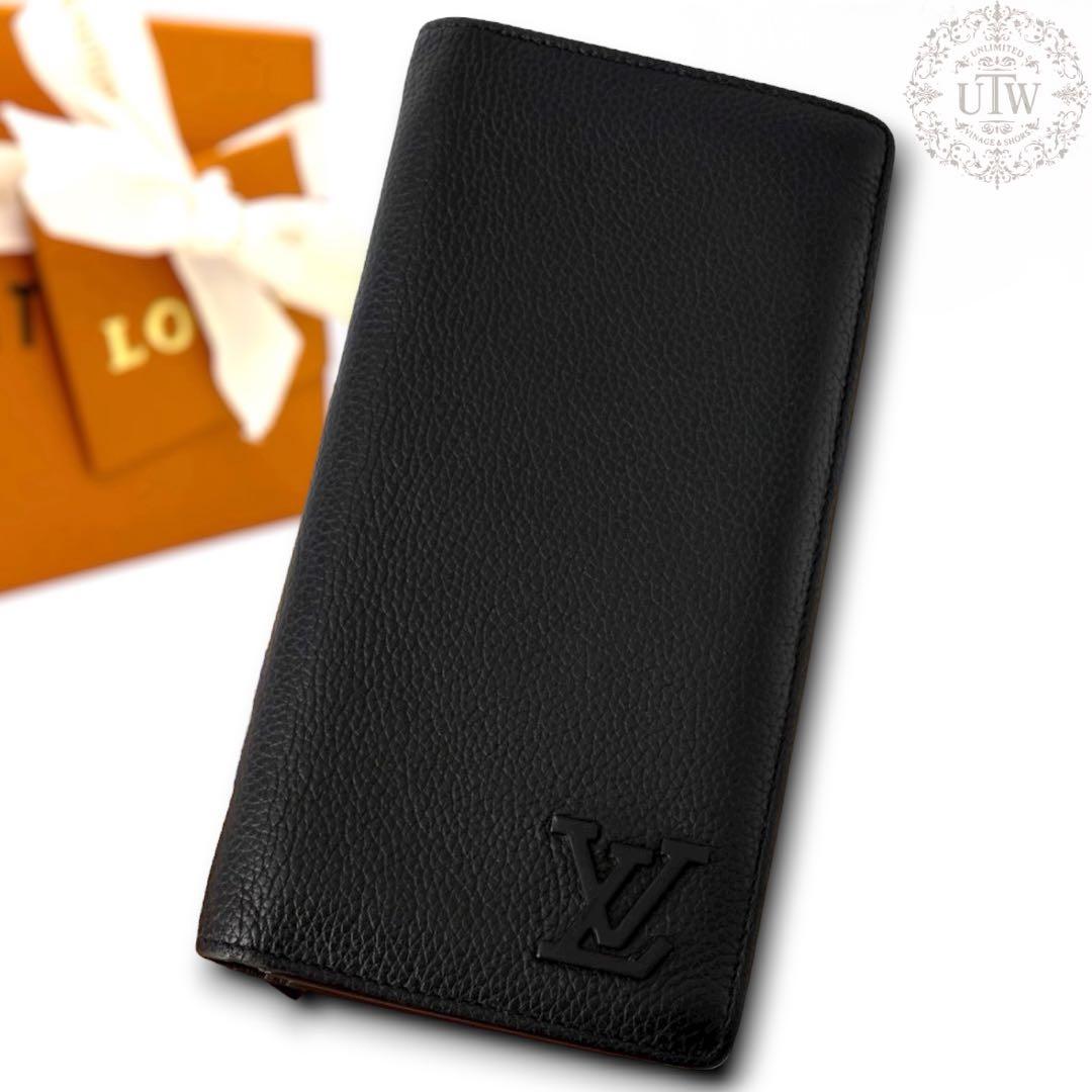 新型　ルイヴィトン アエログラム ポルトフォイユ ブラザ NM　ブラック　黒 最高級美品】ルイヴィトン アエログラム ポルトフォイユ ブラザ LOUIS