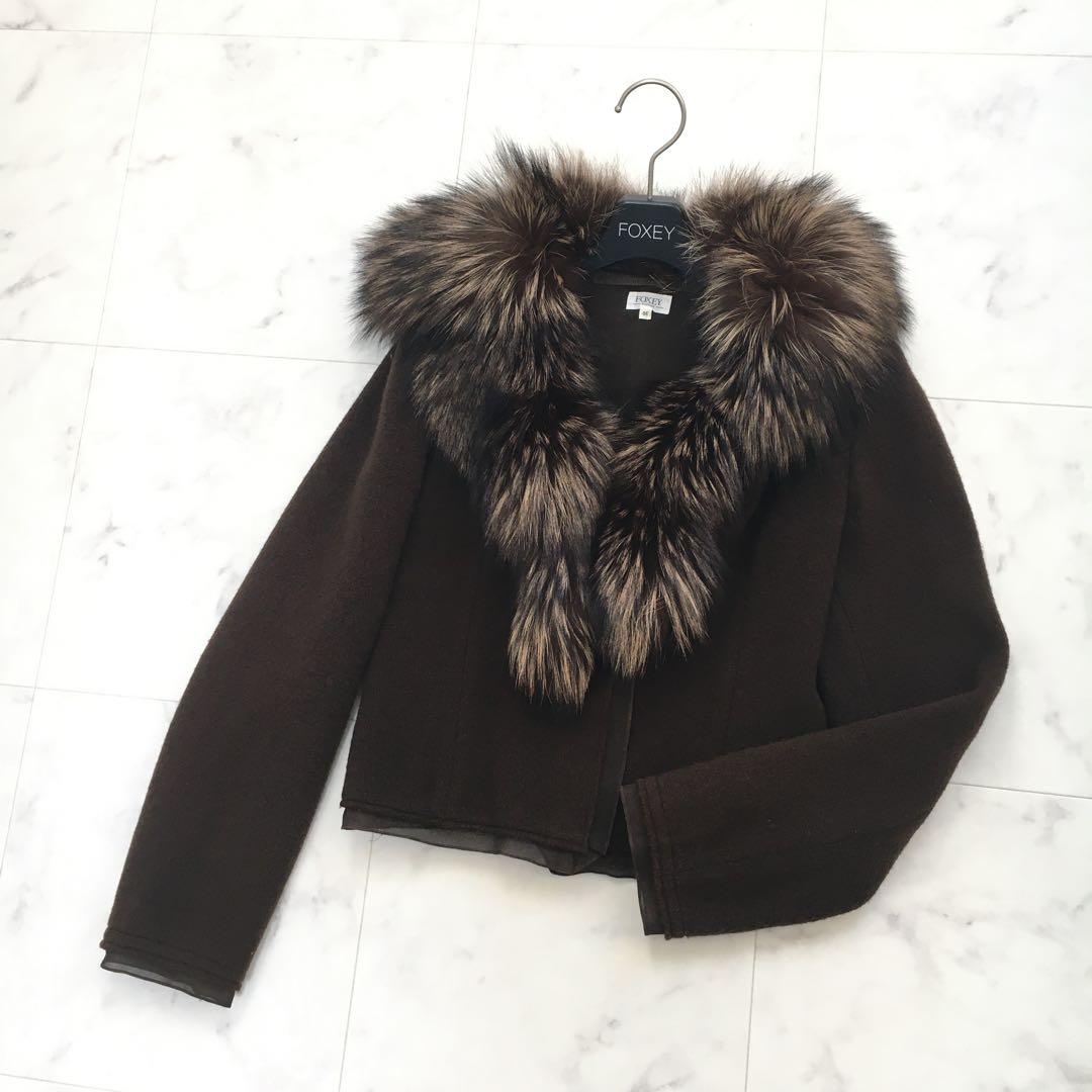 美品　FOXEY フォクシー　カシミヤ100% ファー　ジャケット　アウター