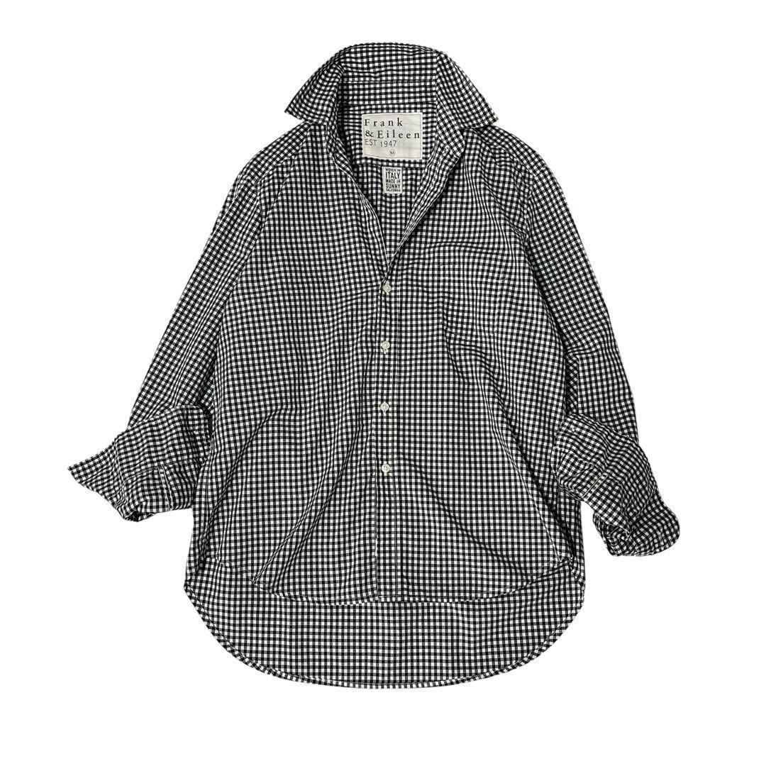 フランク＆アイリーン EILEEN ギンガムチェック スキッパーシャツ 黒白