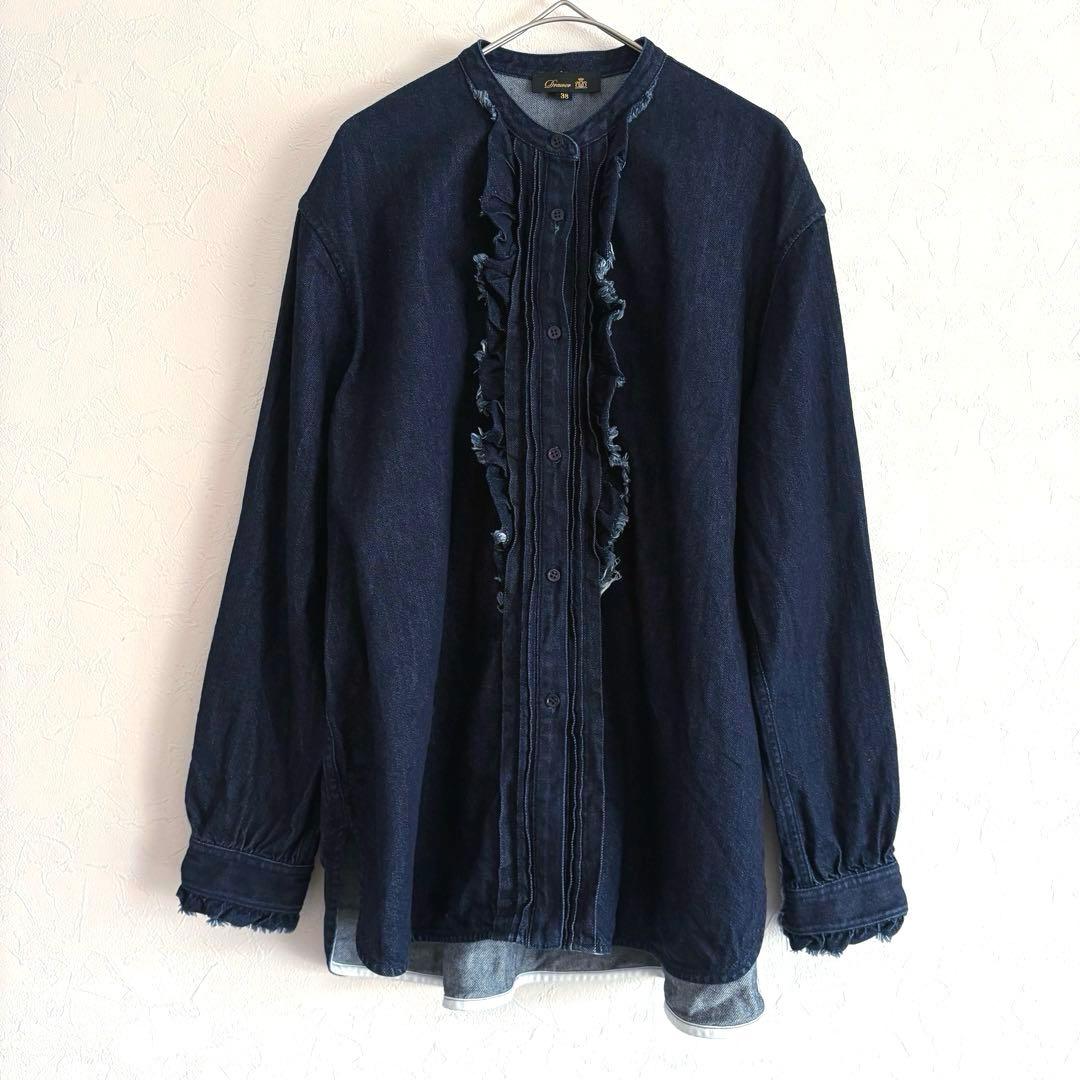 25SS ドゥロワー シルク混 デニム フリルシャツ ブラウス 38 25SS ドゥロワー シルク混 デニム フリルシャツ ブラウス 38 - メルカリ