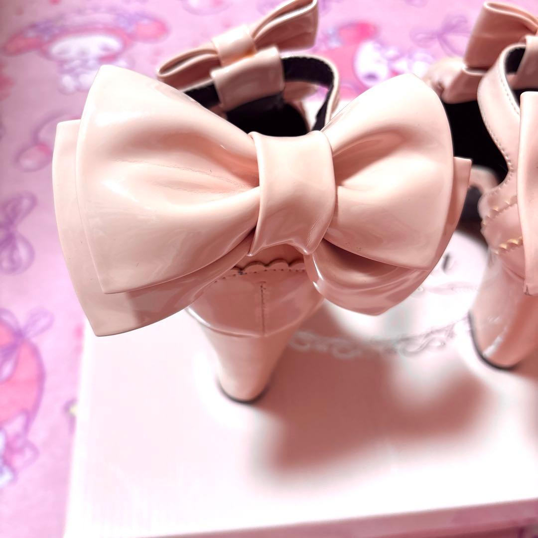 激希少♡トゥララ 4連ビッグリボンパンプス ロリータ 姫ギャル ピンク