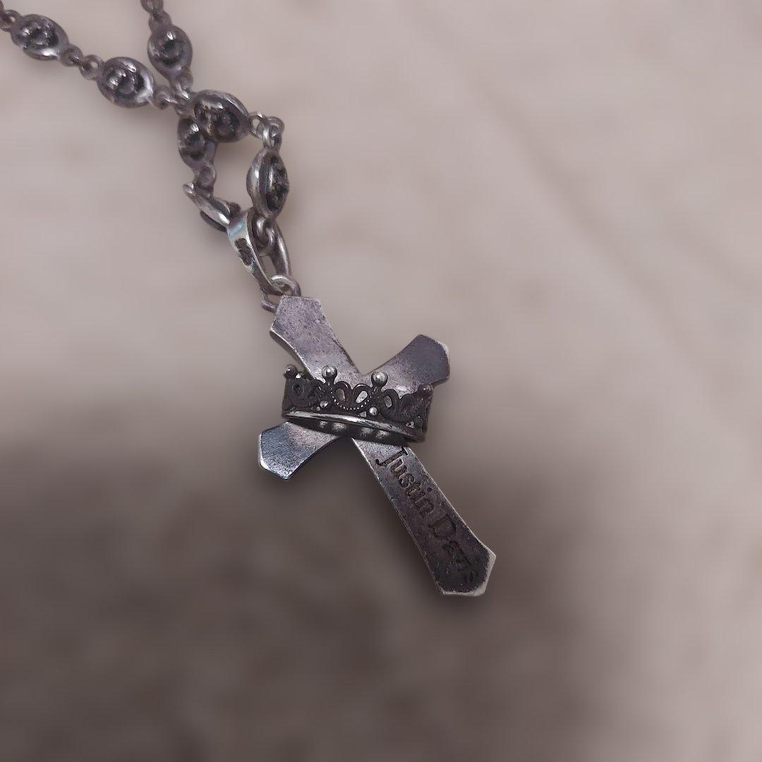 ジャスティンデービスシルバー十字架ネックレス ケース付き トップ+