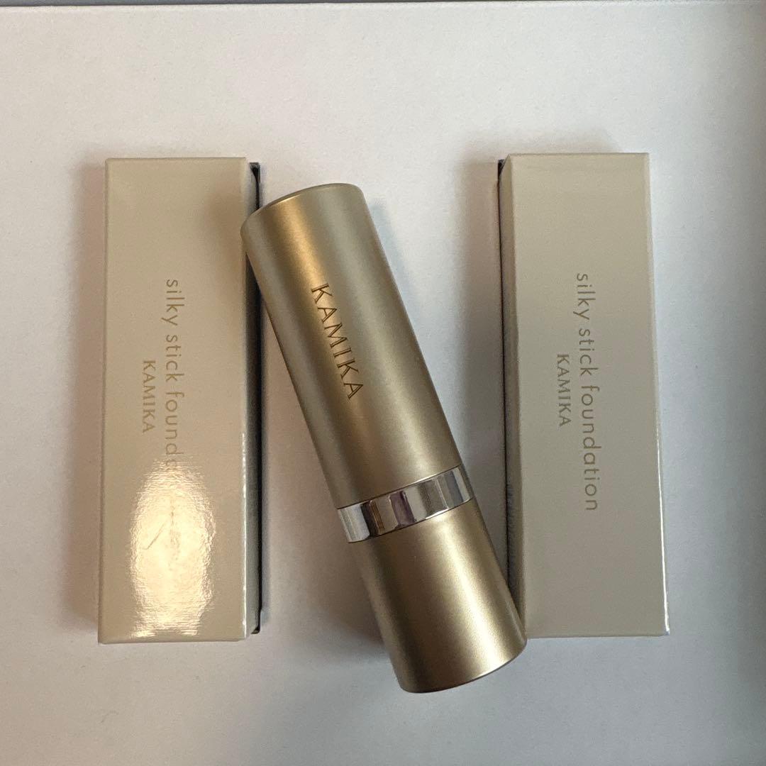 KAMIKA スティックファンデーション ベージュ 新品2本＋おまけ KAMIKA ファンデーション スティックファンデ 50代 シミカバー 艶 簡単
