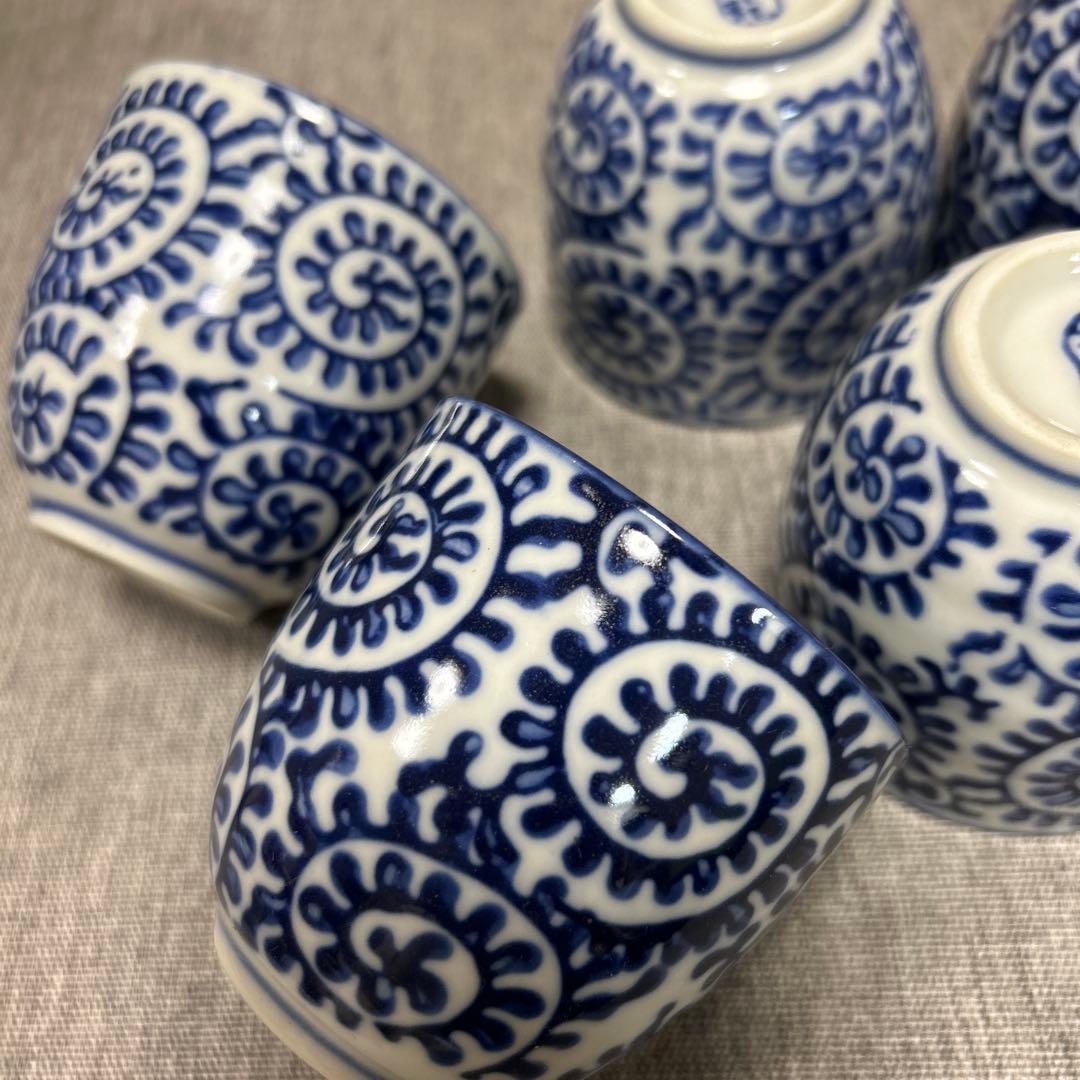 青龍 青白磁 蛸唐草 中国茶器 セット 6客セット - メルカリ
