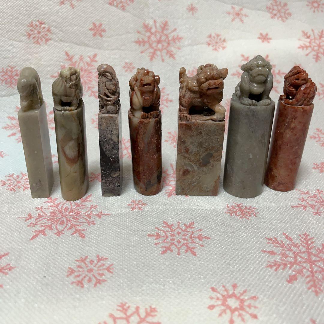 寿山石 印鑑 田黄石 獅子彫刻 置物 印材 印章 中国掛軸 篆刻 - メルカリ
