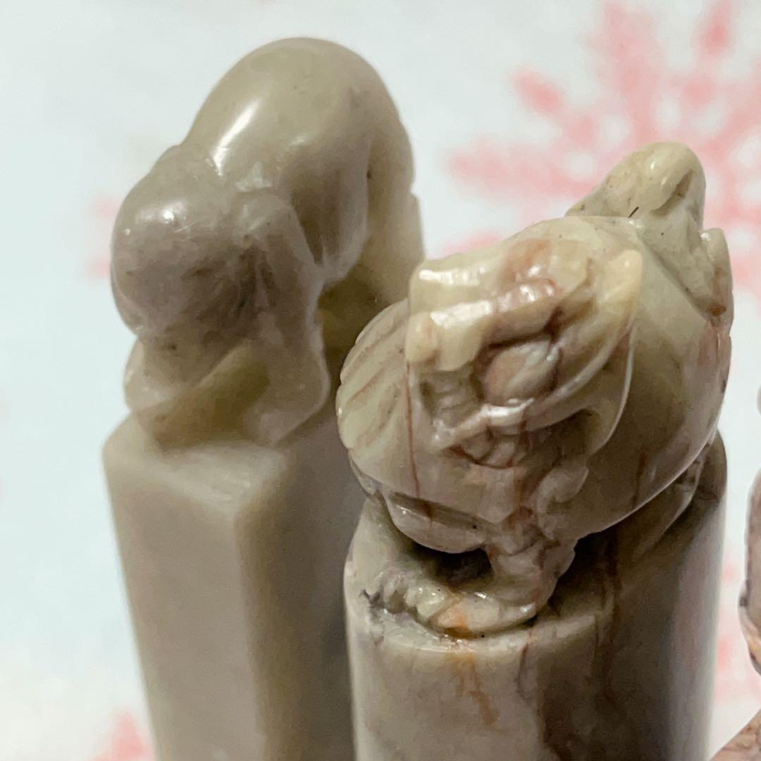 寿山石 印鑑 田黄石 獅子彫刻 置物 印材 印章 中国掛軸 篆刻 - メルカリ