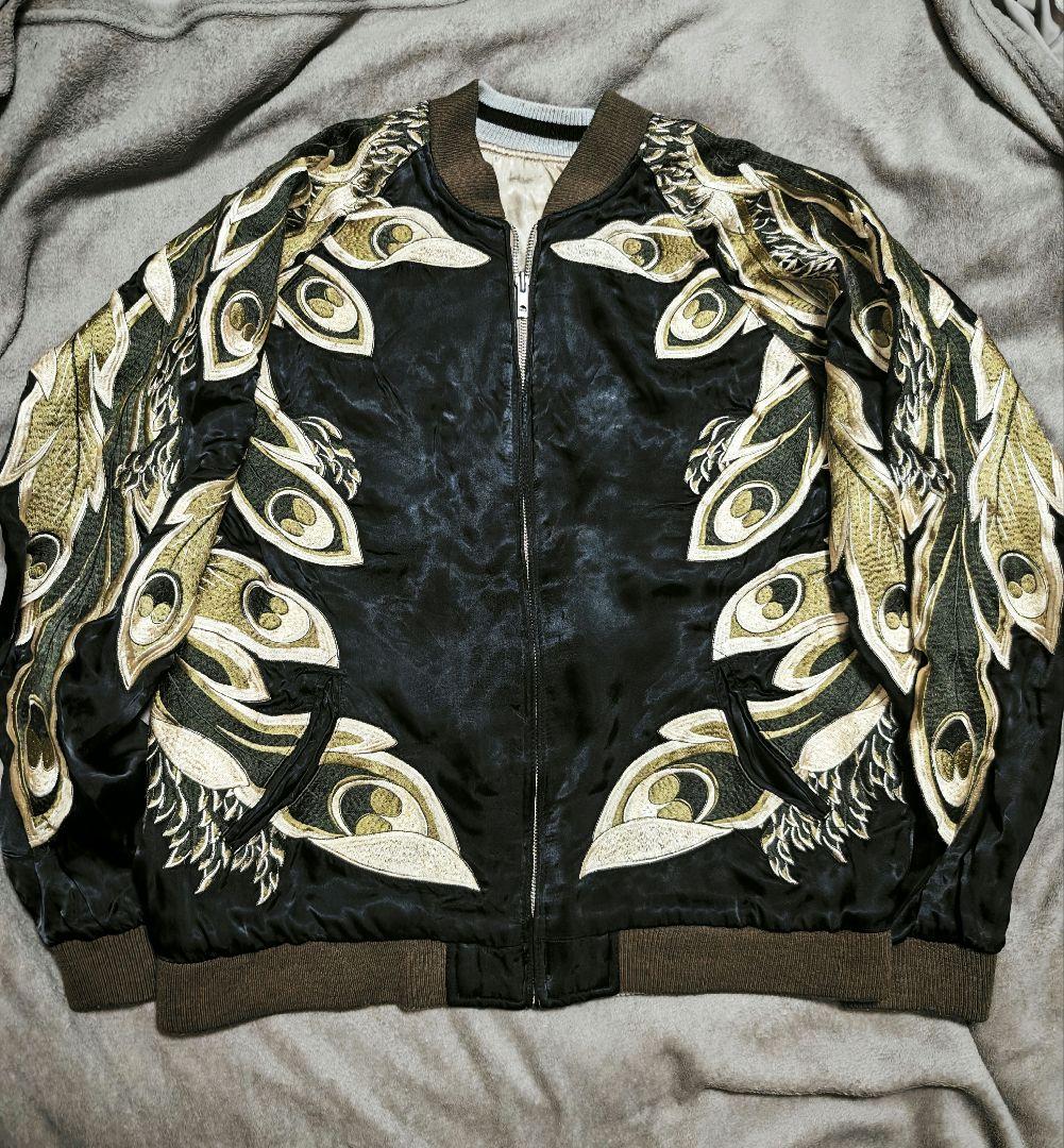 limited 日本限定 SCRIPT スカジャン 孔雀刺繍 100% silk