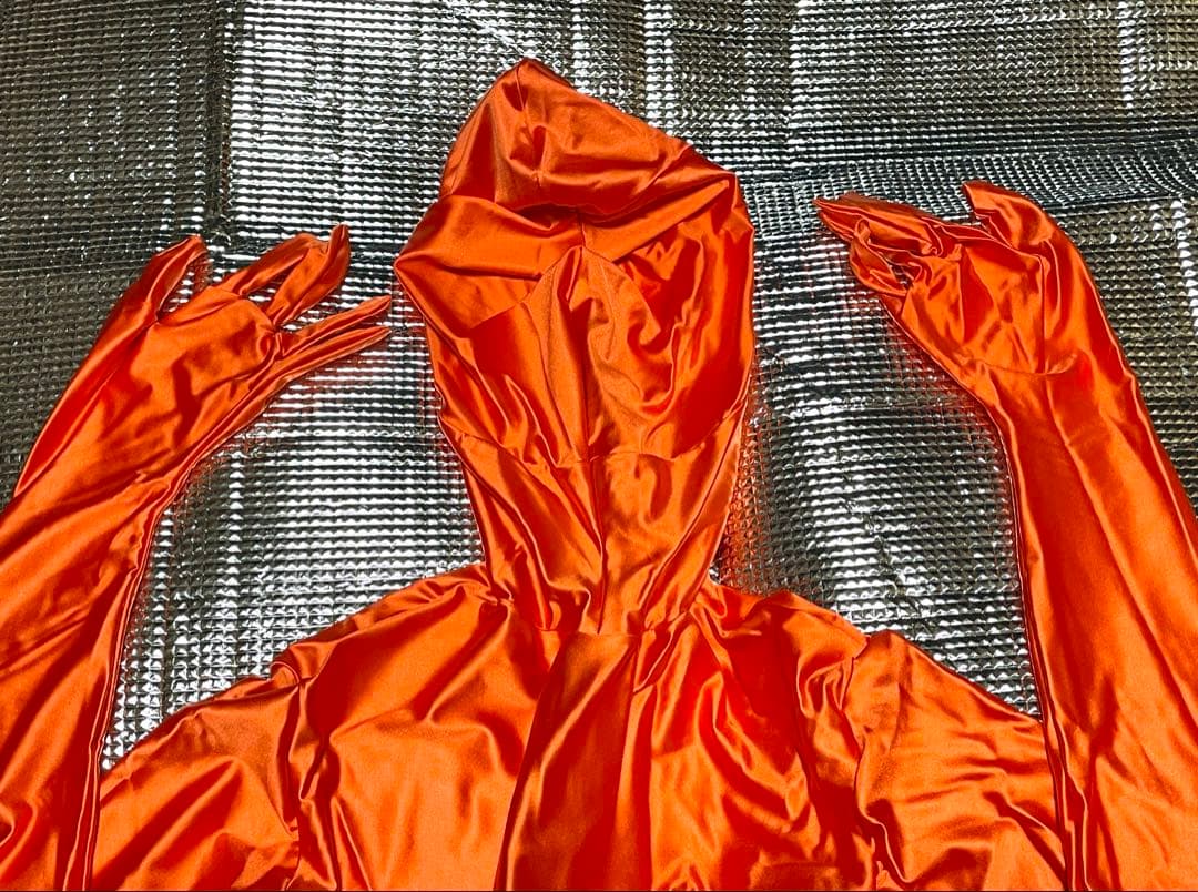 【新品】全身タイツ 光沢 ツルスベ ゼンタイ オレンジ　Lサイズ ZENTAI