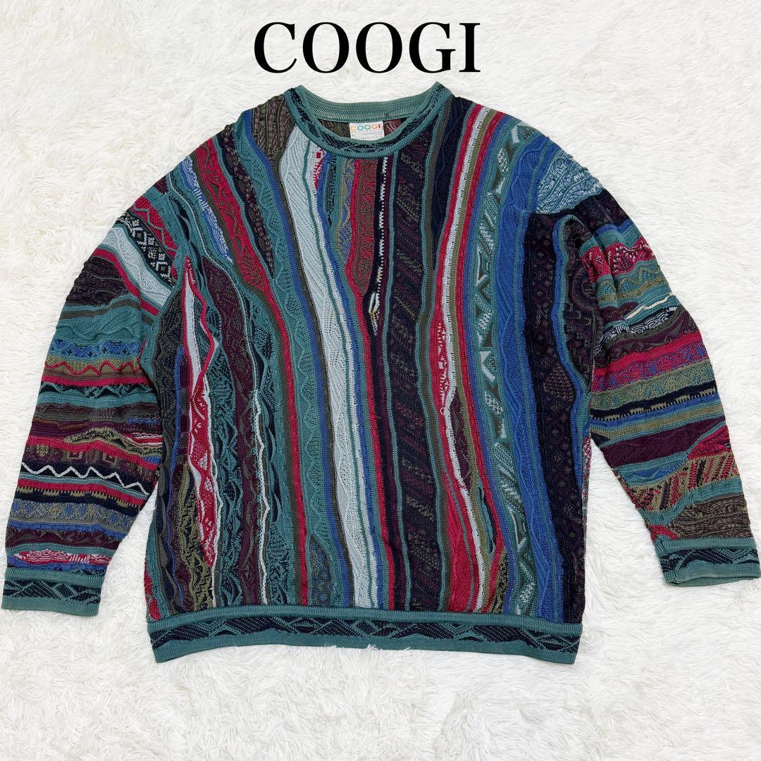 COOGI クージー ニット 3Dニット セーター 厚手 クルーネック XL COOGI(クージー) オーストラリア製 3Dニット クルーネック メンズ